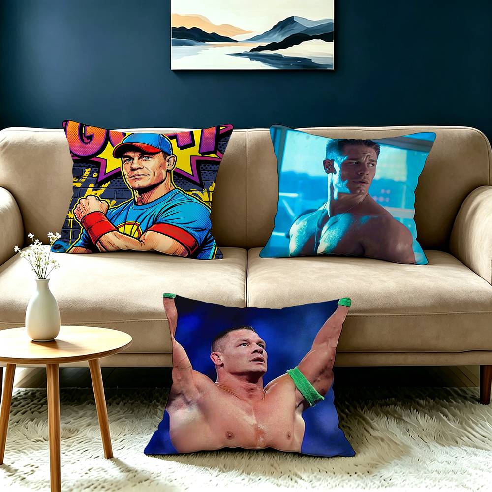 Wrestler JJohn Cena Pillow Case Square DoubleSided Sofa Cushion Cover Bedroom Bedside Pillow