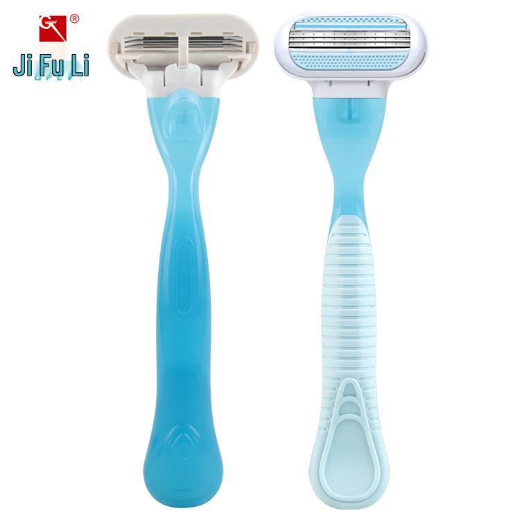 Women's Triple-Blade Pink Razor with Universal Handle and Holder