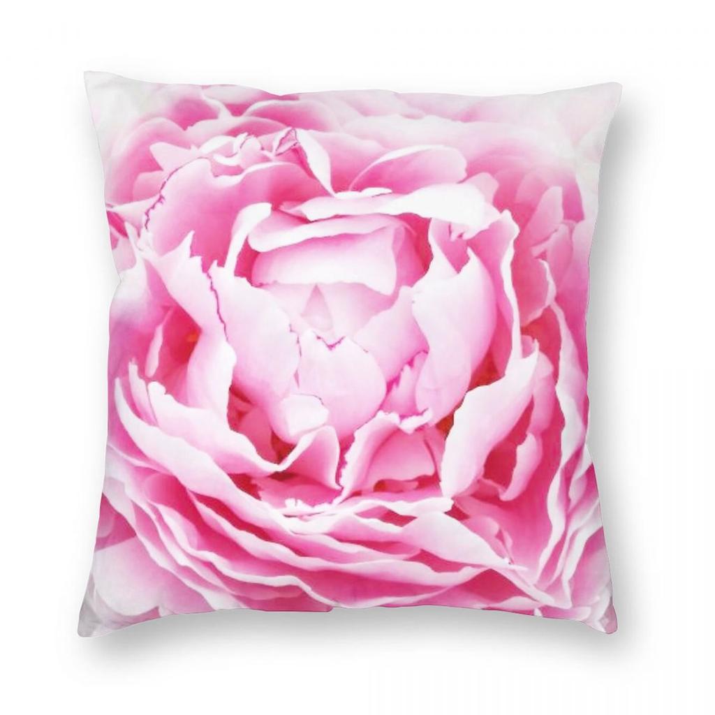 Petals Shabby Chic Pink Peony Square Pillowcase Polyester Linen Velvet Pattern Zip Decor Throw Pillow Case Room Cushion Cover
