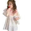 Vestido de niña francés de primavera y otoño, estilo coreano, elegante vestido de princesa para niña con flores