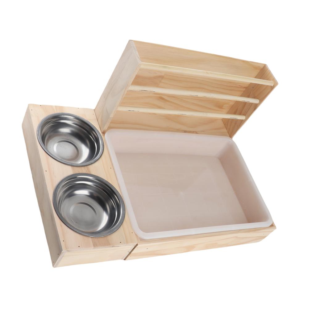 3 in 1 Rabbit Hay Feeder with Litter Box and 2 Bowls Animals Hay Manger Grass Food Rack for Guinea Pig