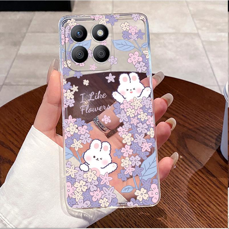 

For Honor X8c Cases Aesthetic Cute Love Rabbit Funny Phone Cover For Honor X 8A 8B 8C X8b X8A X8c Clear Silicone Soft TPU Case Honor X8b