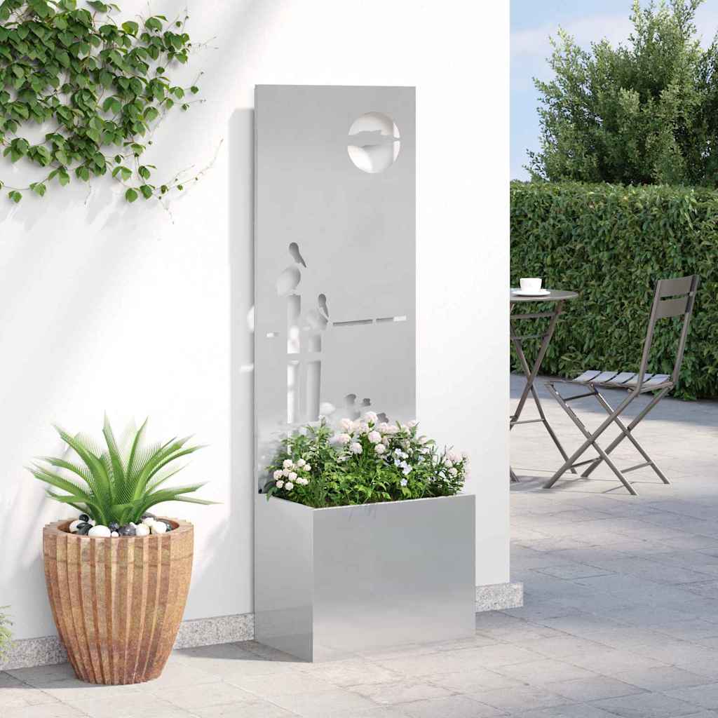 Garden Privacy Screen Canvas Silver 50 X 150 Cm Stainless Steel