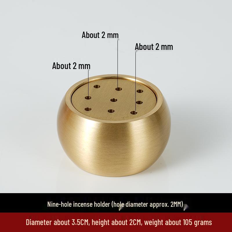Nine-Hole Zen Brass Incense Holder - Ash-Free & Multi-Hole Mini Burner