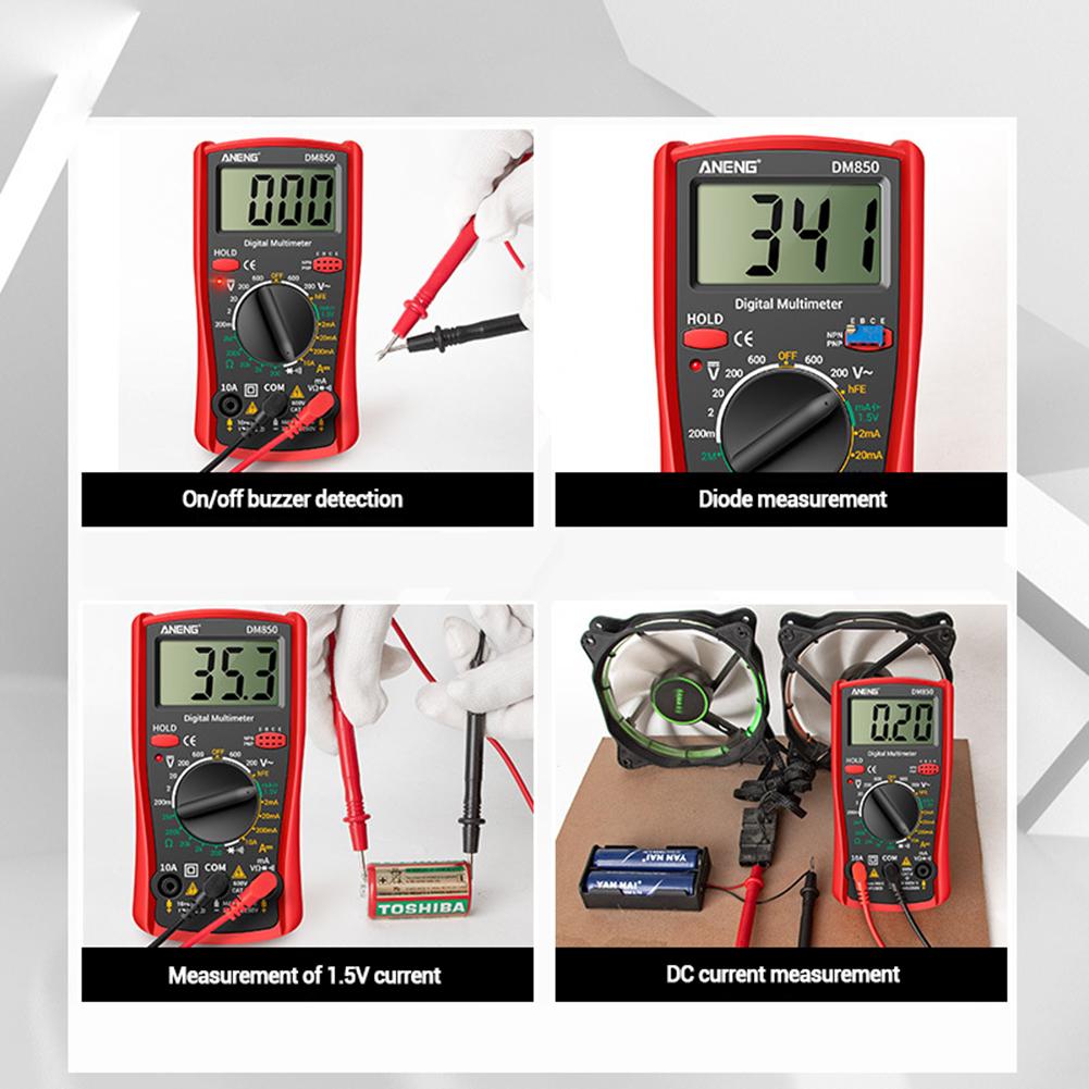 Digital Multimeter Tester, Electric DC AC Voltmeter, Measures Resistance, Diode, LCD Backlit Display, Stretchable 45° Height Adjustable Kickstand