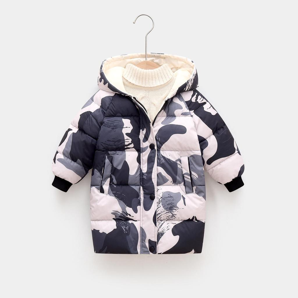 2023 Kids' Mid-Length Down Coat: Boys' & Girls' Winter Korean Style, Thickened Cotton-Padded