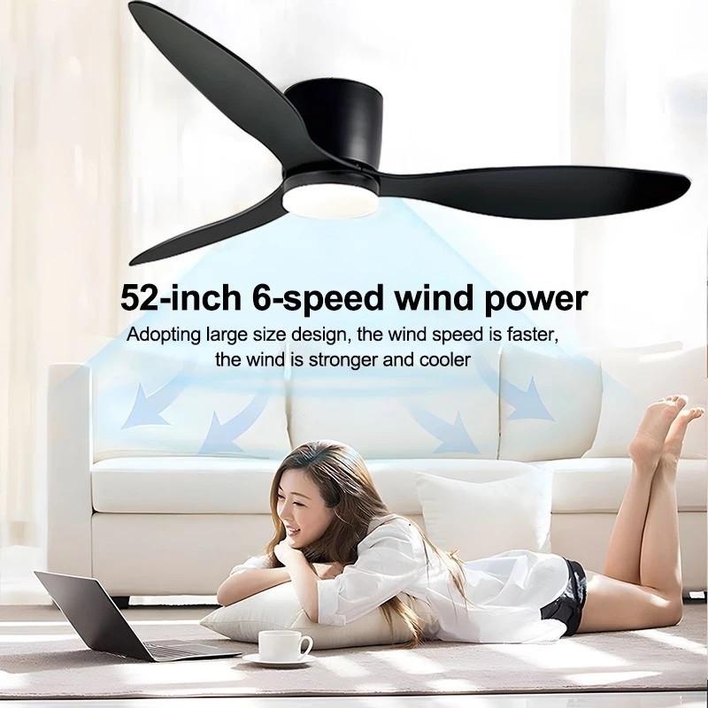 Variable Frequency Ceiling Fan Lamp Six Wind Speeds Adjustable Electric Fan Light Three Color Dimming Mobile Phone Control Fan