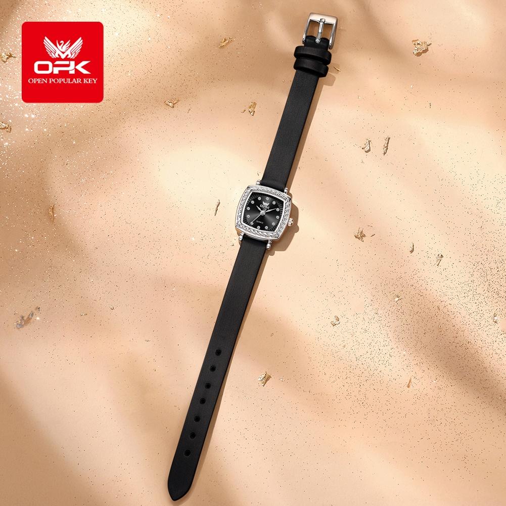 OPK 6061 Women's Quartz Wrist Watches Fashion Elegant Ladies Dress Watch Comfortable Leather Strap Waterproof Watches For Woman