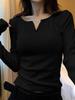 Korean Style Elegant Streetwear Pullover Women V-neck Sweet Design Sense Casual Slim Tops Fit Bottoming Short Top Fashion New