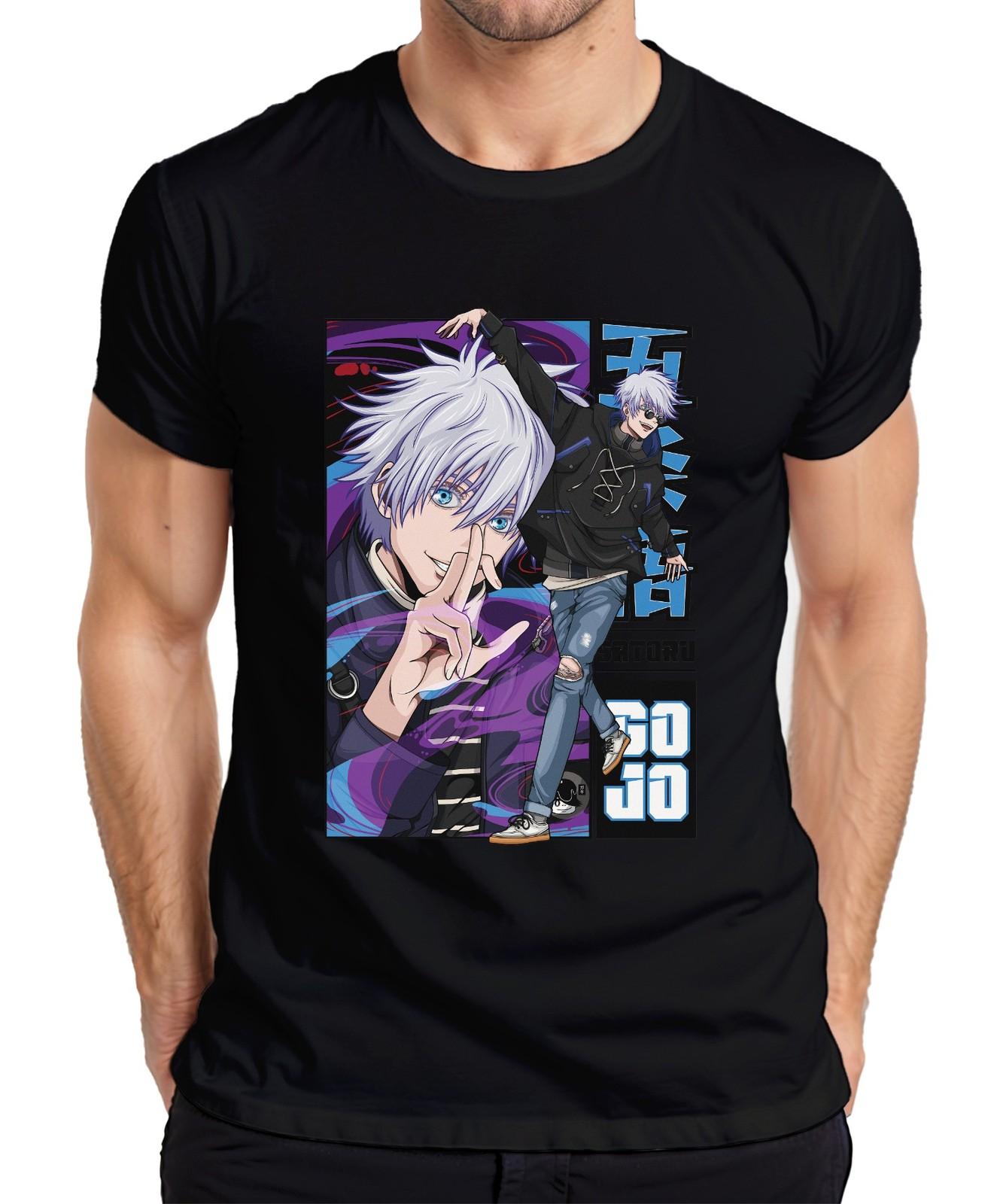 Satoru Gojo Jujutsu Kaisen White Hair Hair Blue Eyes Fan Men s T-Shirt- S