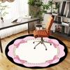 1pc Pearl Bow Round Chair Mat Office Area Rug - Non-Slip, Floor Mat for Office, Bedroom, and Indoor Decor P127294