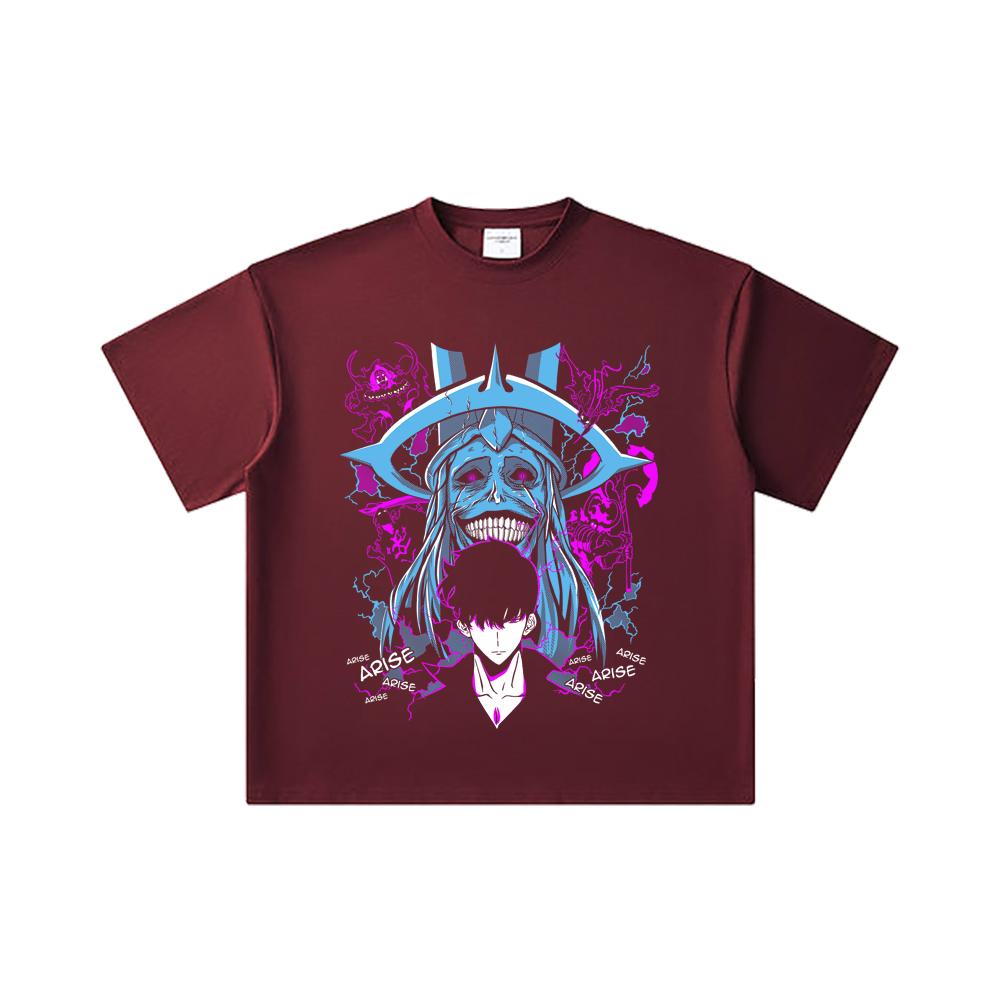 260 GSM Double Yarn 32 Count 100% Cotton Solo Leveling V21 Print Unisex Heavy Cotton T Shirt