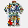 Parrot Printed Shirt Men's Summer Fashion Shirt Single Breasted Short Sleeved Hawaiian Shirt Beach Animal Shirt Men's Clothing