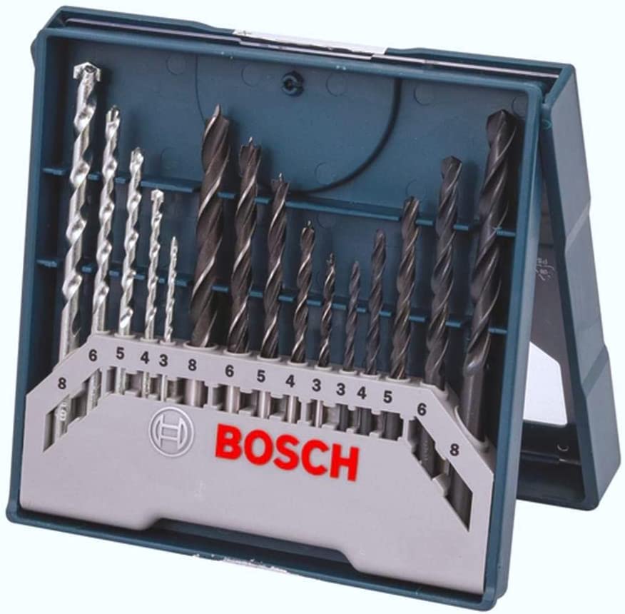 

BOSCH Drill Bit Set for and 2607017504 Set, Blue, 15-Piece Iron, Wood, Concrete, [Used]