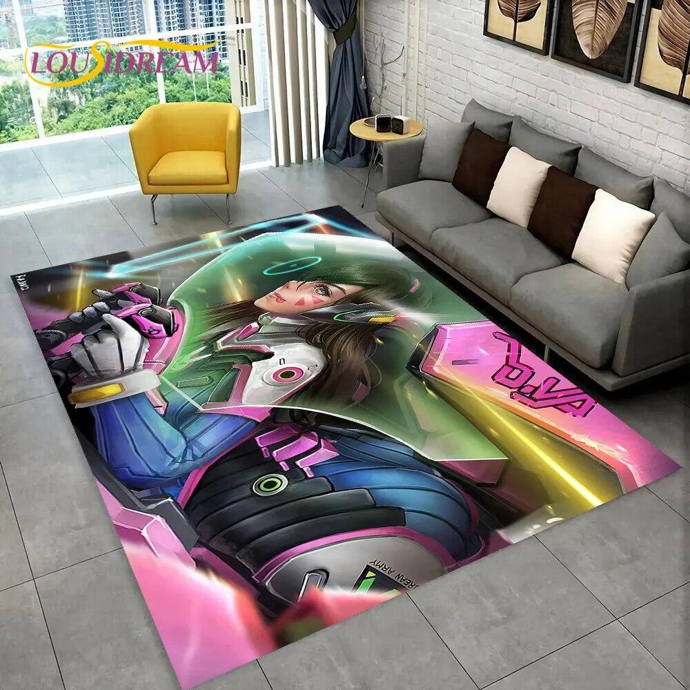 Overwatch Game Gamer DVA  Area Rug,Carpet Rug for Home Living Room Children's Bedroom Sofa Doormat Decor,kids Non-slip Floor Mat