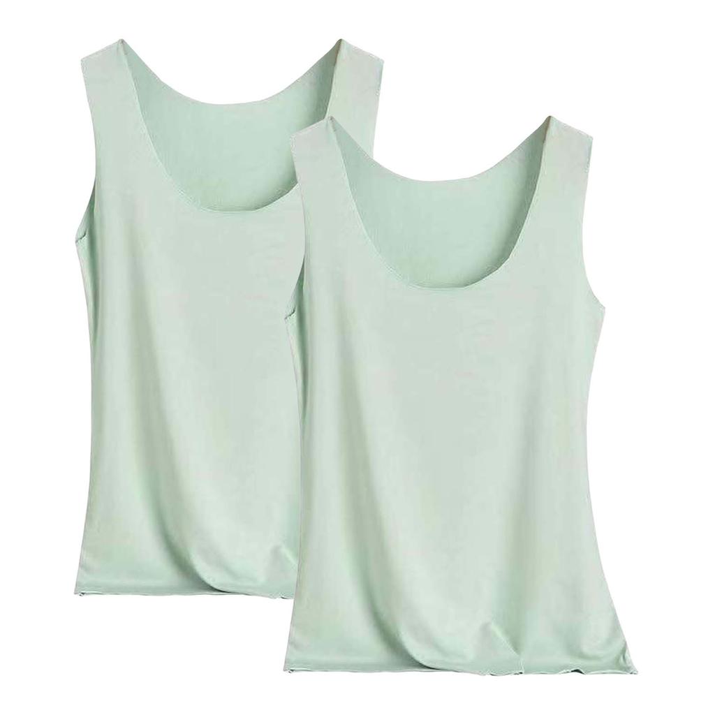 Women's Solid Color Tank Top Seamless Silk Undershirt Sleeveless Shirt