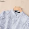 ZANZEA Elegant Women Casual Round Neck Short Sleeve Blouse