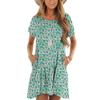 Women's Fashion Casual Round Neck Short Sleeve Ruffled Vintage Printed Dresses