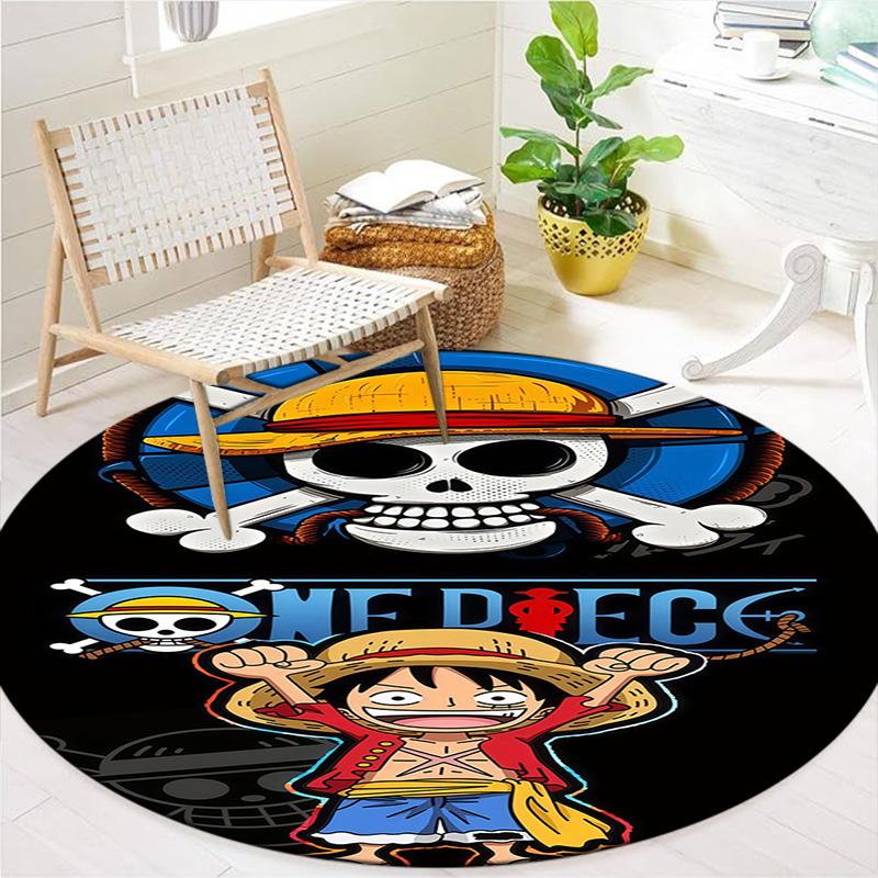 One Piece Monkey D Luffy Round Area Rug Carpet Rug For Living Room Bedroom Sofa Playroom Decor Nonslip Floor Mat