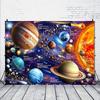2D Outer Space Tapestry Solar System Poster with Planets and Asteroids for Kids Room