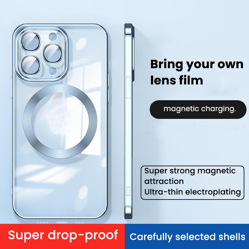 Fashion Magnetic Case for 14  Magsafe Transparent Cover for IPhone 14 13 12 11 Pro Max 14 Plus Plating Clear Soft Silicone Wireless Charging Cover