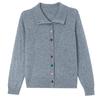100% Reine Wolle Umlegekragen Damen Strick-Cardigan - Herbstmode Kurze Jacke