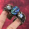 Abalone Shell Cuff Bracelet Copper Wire Wrapped Rainbow Moonstone Bangle Adjustable Gemstone Bangle Handmade Copper Jewelry Engagement Gifts