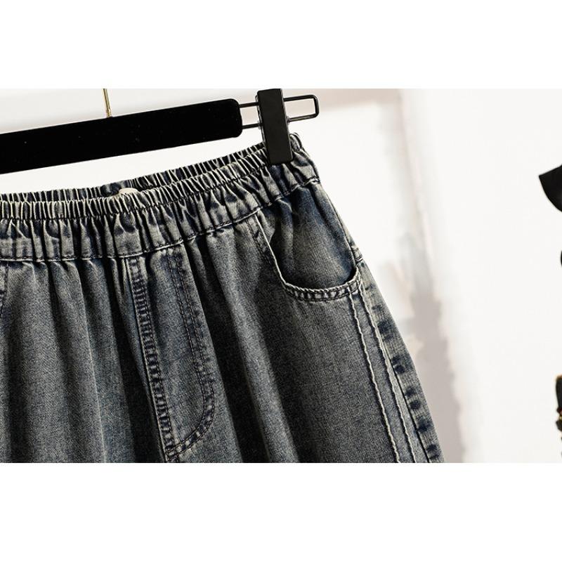 DIMANAF 2026 Spring Summer Women Plus Size Jeans New Fashion Lady Denim Oversized Loose Long Pants