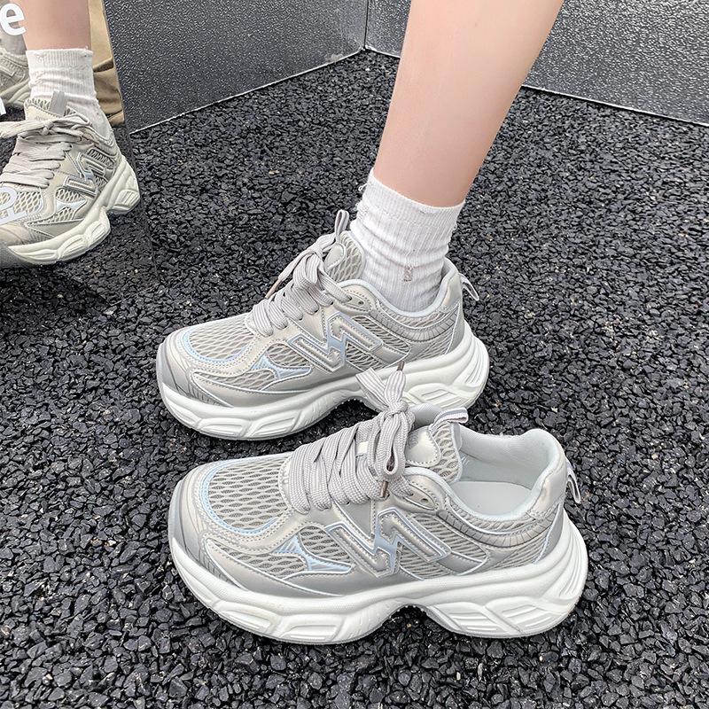 Mesh Platform Dad Shoes Women's 2025 Spring and Summer New Straps Show Small Height Increase Casual Sports Shoes Dad Shoes