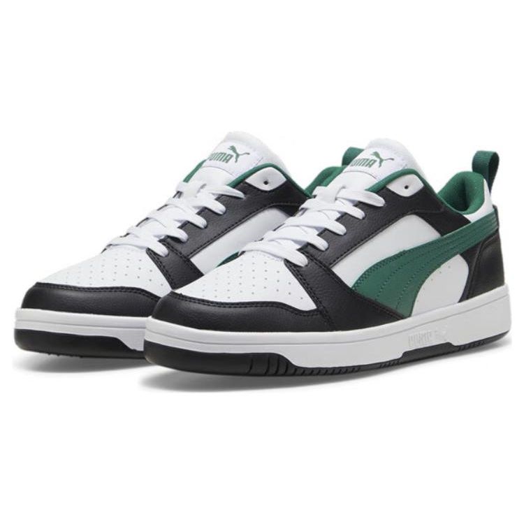Puma Rebound V6 White Black Green Unisex Low Top Sneakers 392328-23