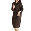 Autumn and winter new hooded casual medium and long dress women's fashion knitted large size loose pullover sweater women
