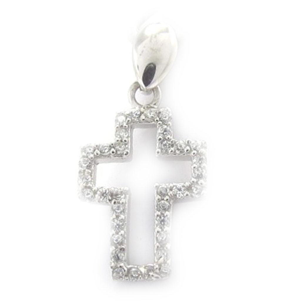 Les Trésors De Lily [K2569] - Silver Pendant 'Crystal Cross' Silver-white (rhodium-plated) - 20x10 Mm