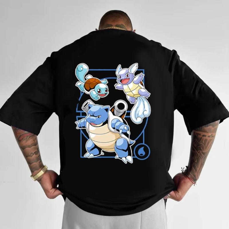 T-shirt Imprimé Blastoise Périphérique Été Nouveau Hommes et Femmes Y2K Harajuku Ample Décontracté Polyvalent Haut à Manches Courtes