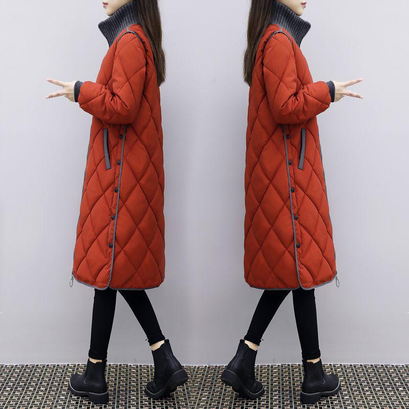 2023 Autumn/Winter Women's Mid-Length Korean Plus Size Lightweight Down Cotton Coat Jacket