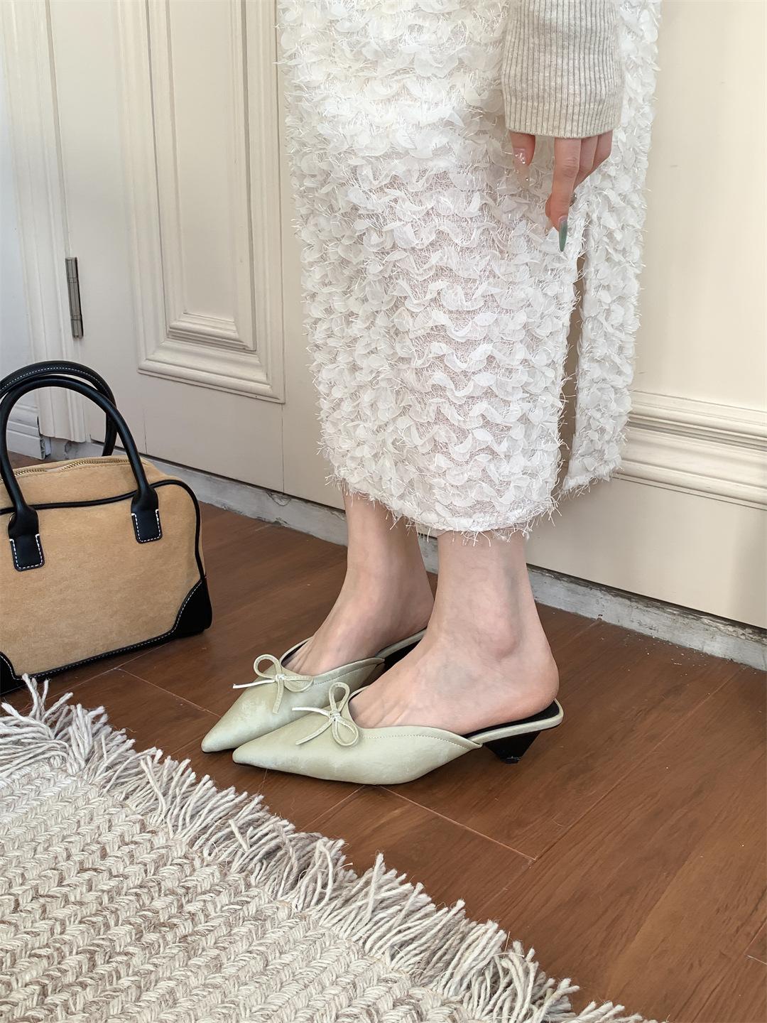 

Grape mother French half-drag single shoes for women s 2025 spring new models, empty one-pedal Mueller high heels for women s outer wear 39 зелёный