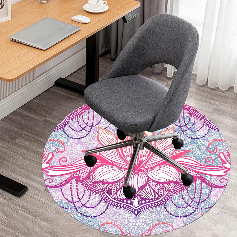 

1pc Lotus Mandala Round Chair mat Area Rug - Non-Slip, Floor Mat for Office, Bedroom, and Indoor Decor c1118204 80cm by 80cm