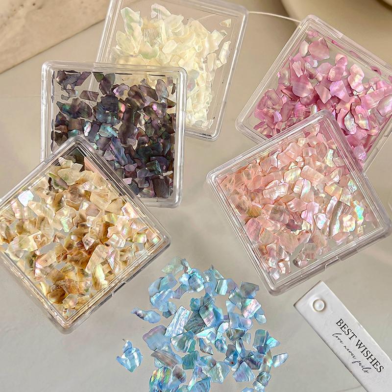 1Box Aurora Shell Flakes Abalone Nails Charms Thin Natural Irregular Slice Shell Stone Sequins Manicure Art Decoration