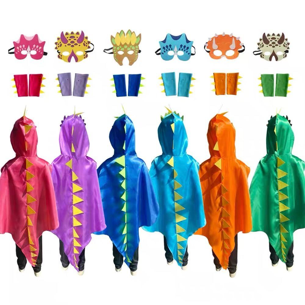 Hooded Cape Halloween Kids Costume Mask Dinosaur Costume Fancy Dragon Cloak  Kids