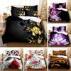 Flower Duvet Cover Sets Queen King Size Blooming Golden Flower Twin Bedding Set For Girls Women Vibrant Floral Theme Quilt Cover