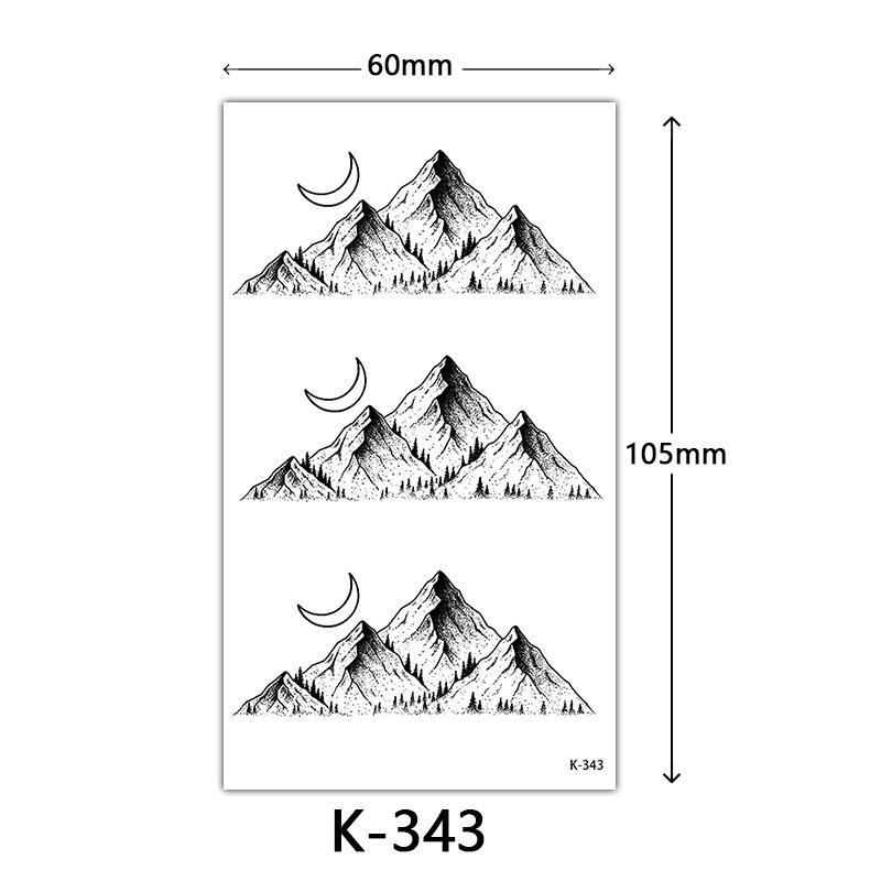 Pegatinas de Tatuaje Impermeables Frescas Pequeñas: Letras Inglesas, Flores, Mariposas, Líneas de Boceto