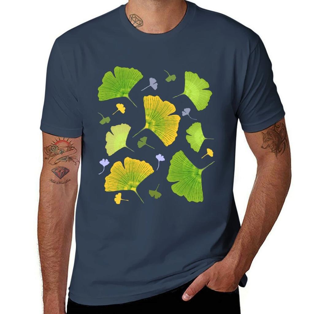 Dance of the leaves of Ginkgo TShirt Basic Short Sleeve TShirt for Unisex