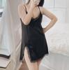Plus Size Sexy Ice Silk Lace Slit Nightdress Pajamas