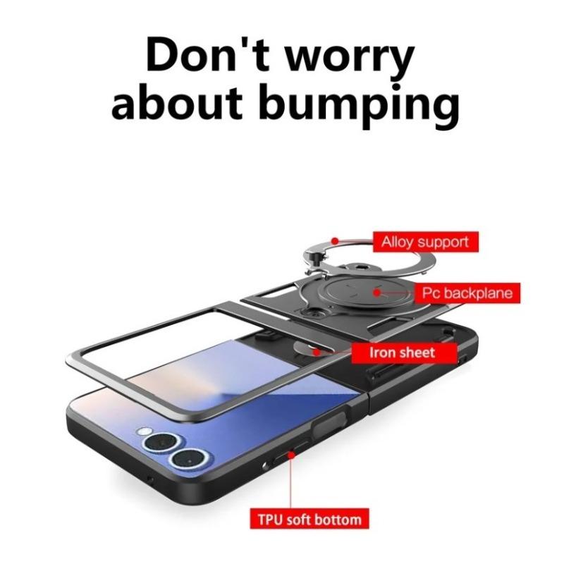 Armor Magnetic Car Holder Protective Cover For Samsung Galaxy Z Flip 7 FE Rotatable Adsorbable Bracket Ring Anti-Drop Flip Cover