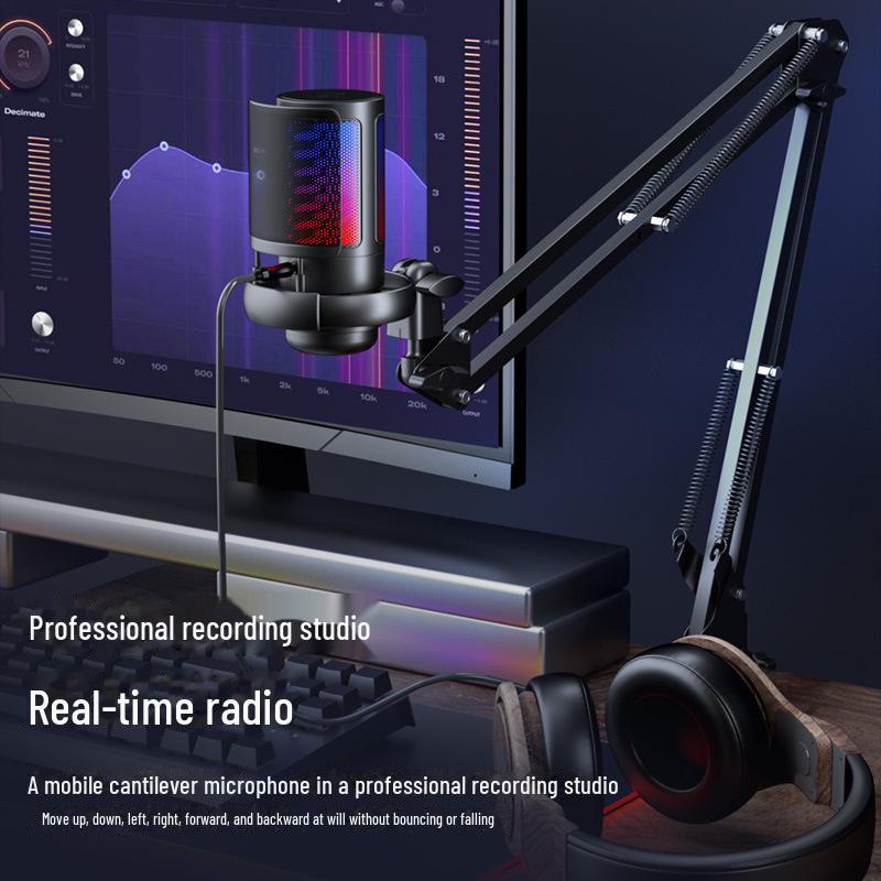 ME6S USB Condenser Microphone with Cantilever Bracket for Gaming, Live Recording, and Streaming.