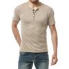 Camiseta de manga corta para hombre, camiseta informal de Color sólido con cuello Henley, Polo para hombre, camisetas de alta calidad para hombre