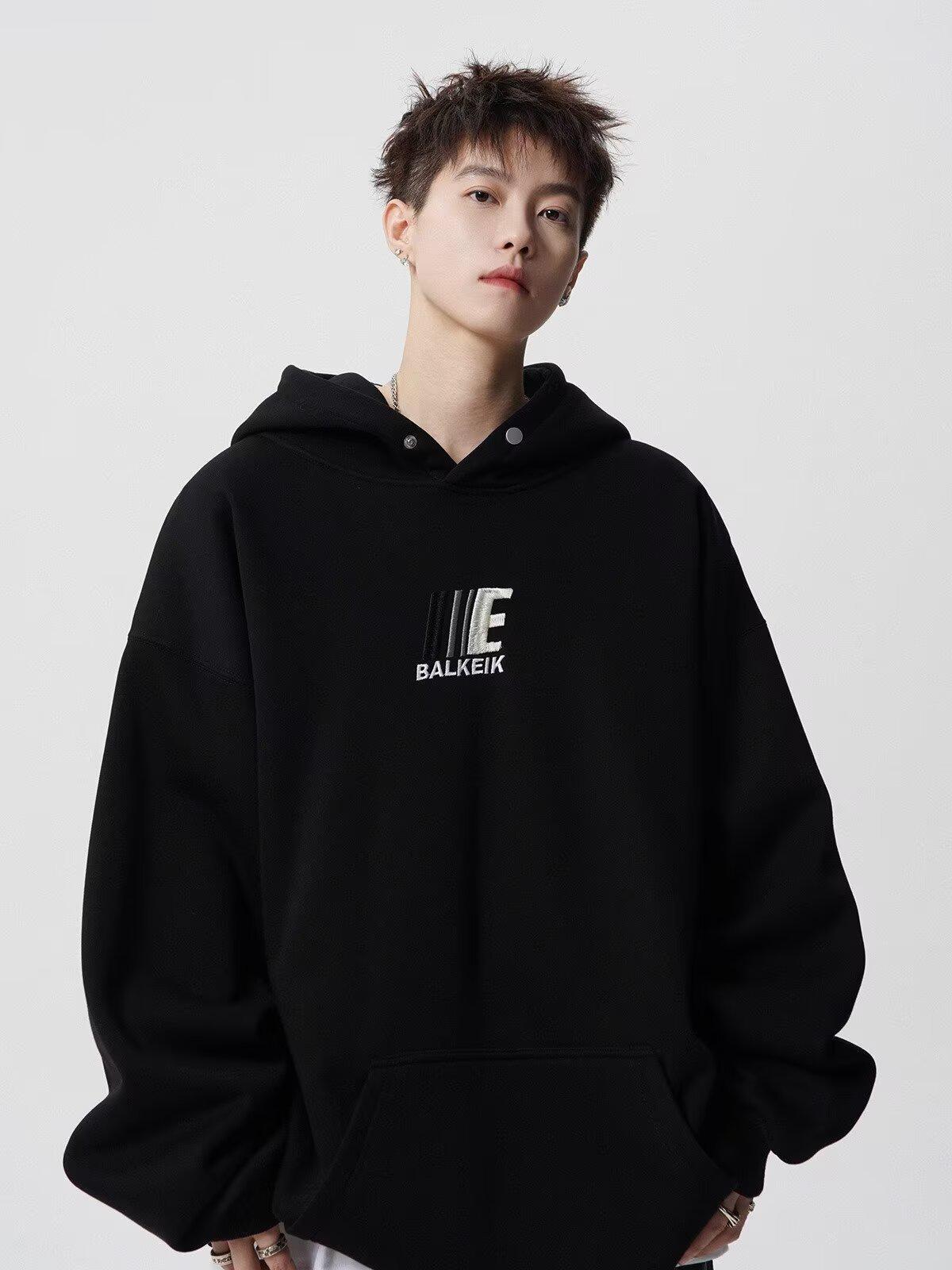 

Men s Autumn Trendy Casual Embroidered Hoodie - Heavyweight, Loose Fit, High Street Style, Versatile for Couples. XL чорний