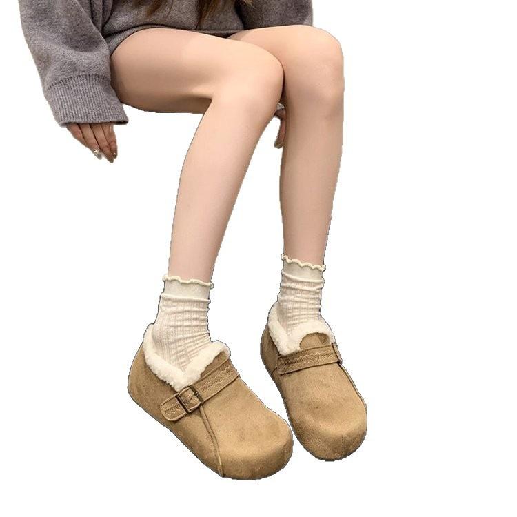 Birkenstocks Winter Velvet New Thick-soled Warm Loafers Cotton Shoes Velvet Thickened Snow Fluff Shoes