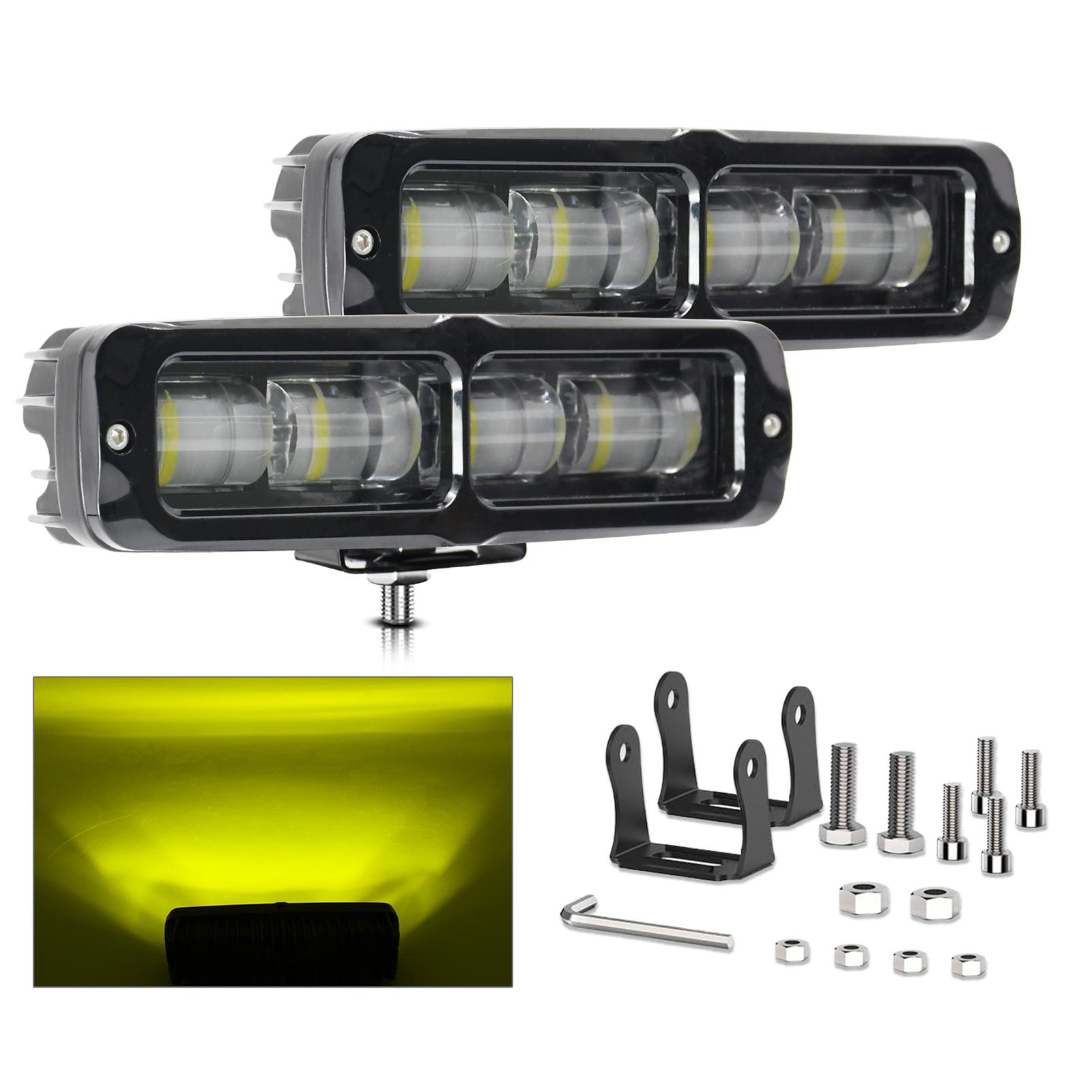 

2шт светодиодный рабочий свет 6000K 6-дюймовый автомобильный рабочий свет дальнего света IP68 водонепроницаемые точечные светильники для yellow light-2pcs чёрный