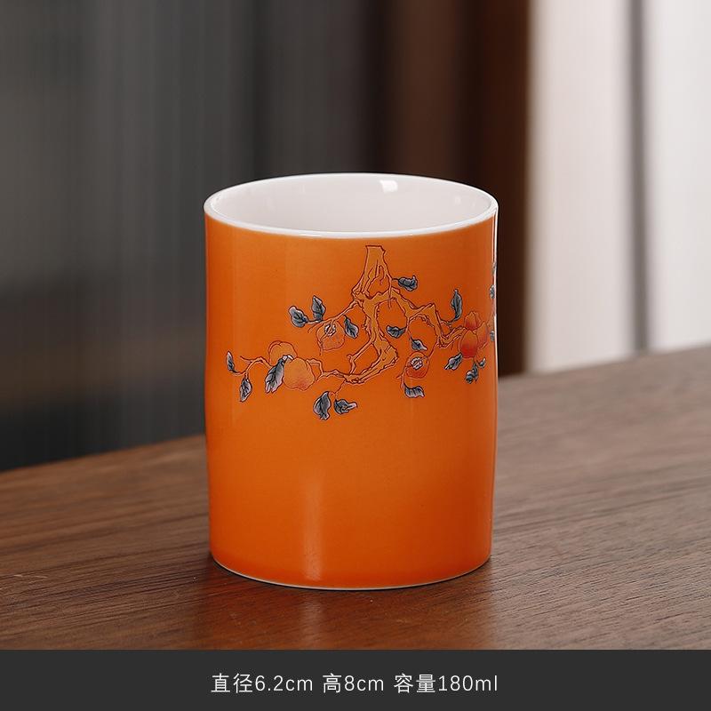 Beige Ceramic Master Cup Xiaoshenlong Single Cup Kung Fu Tea Set Tea Cup Personal Special Large-Capacity Tea Cup Gift Box