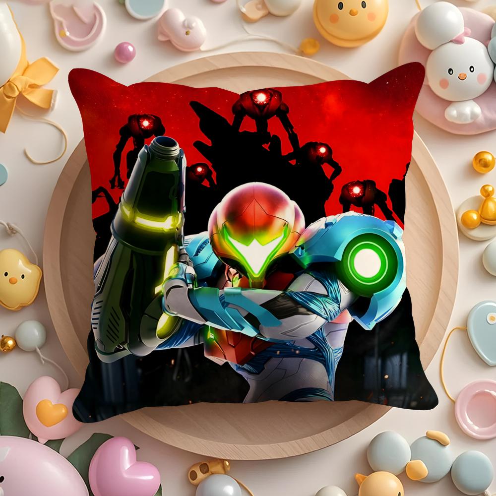 M-Metroid Anime Cushion Cover Home & Car Multi-Scene Pillow Cover - Reversible, Soft & Durable for Daily Use